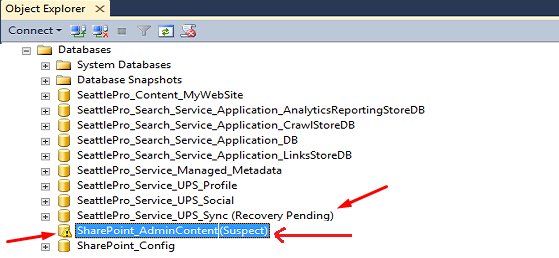 خطای database is not accessible sql server و تگ suspect جلوی نام دیتا بیس
